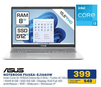 Euronics Asus NOTEBOOK F515EA-EJ1560W offerta