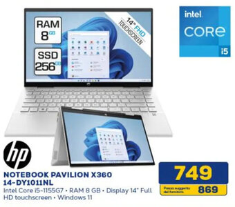 Euronics hp NOTEBOOK PAVILION X360 14-DY1011NL offerta