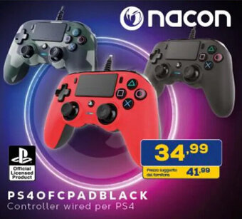 Euronics nacon PS4OFCPADBLACK Controller wired per PS4 offerta
