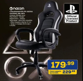 Onacon Chair Sony PS P5 Sedia Gaming 8 K / WH