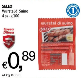 SELEX Wurstel di Suino 4 pz - g 100