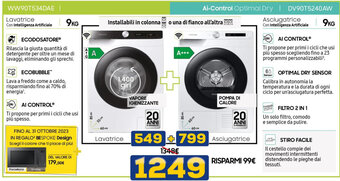 Euronics Lavatrice Con Intelligenza Artificiale 9 KG Asciugatrice Con Intelligenza Artificiale offerta