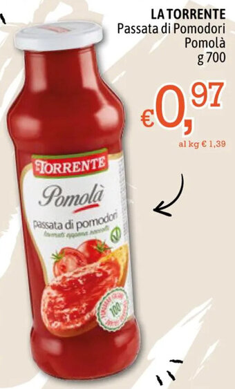 Famila Market LA TORRENTE Passata di Pomodori Pomolà g 700 offerta