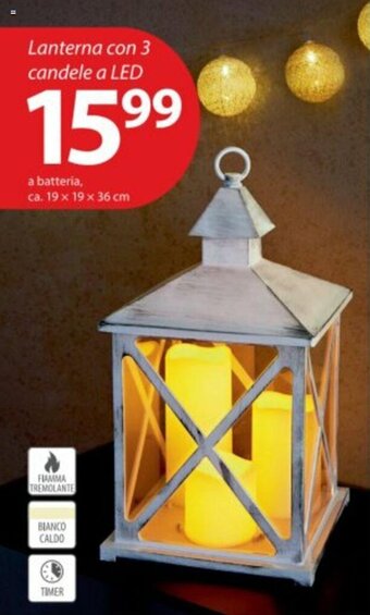 NKD Lanterna con 3 candele a LED ca. 19 x 19 x 36 cm offerta