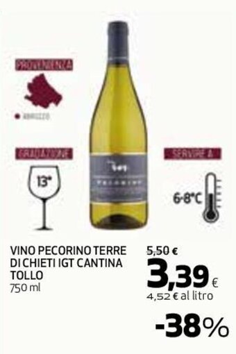Coop Superstore VINO PECORINO TERRE DI CHIETI IGT CANTINA TOLLO 750 ml offerta