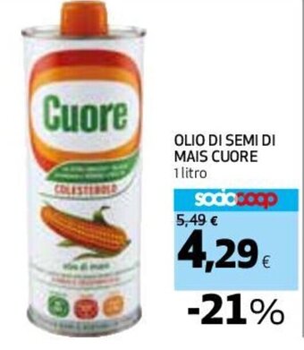 Coop Superstore OLIO DI SEMI DI MAIS CUORE 1 litro offerta