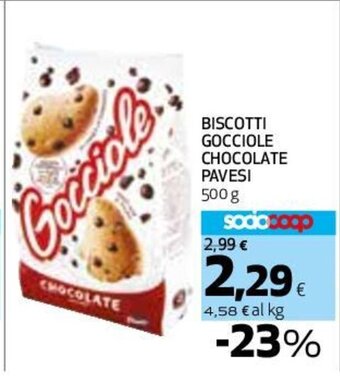 Coop Superstore BISCOTTI GOCCIOLE CHOCOLATE PAVESI 500 g offerta