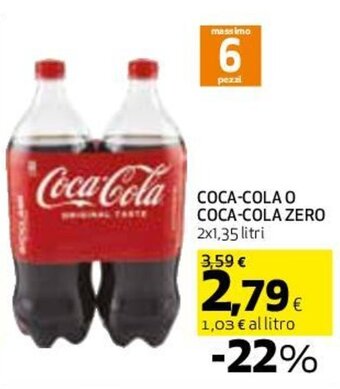 Coop Superstore COCA-COLA O COCA-COLA ZERO 2x1,35 litri offerta