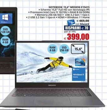 Il Gigante NOTEBOOK 15,6" MEDION E15415 offerta