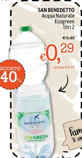 Famila Market SAN BENEDETTO Acqua Naturale Ecogreen litri 2 offerta