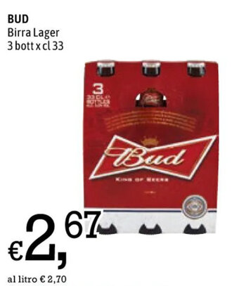 Famila Market BUD Birra Lager 3 bott x cl 33 offerta
