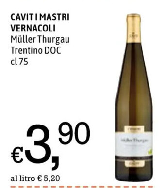 Famila Market CAVITI MASTRI VERNACOLI Müller Thurgau Trentino DOC cl75 offerta