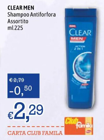 Famila Market CLEAR MEN Shampoo Antiforfora Assortito ml 225 offerta