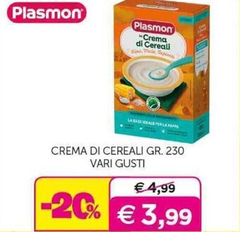 Universo Bimbo Plasmon CREMA DI CEREALI GR. 230 VARI GUSTI offerta