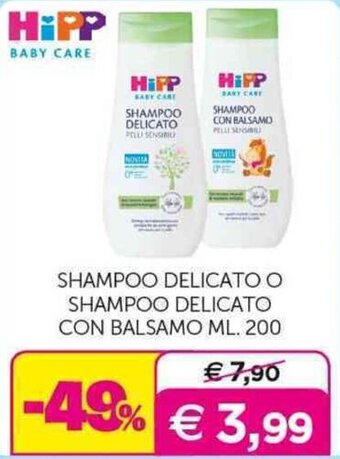 HiPP BABY CARE SHAMPOO DELICATO O SHAMPOO DELICATO CON BALSAMO ML. 200