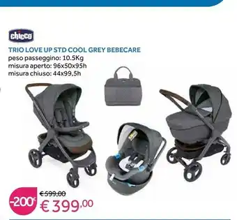 Prenatal Chicco Trio Love Ups STD Cool Grey Bebecare offerta