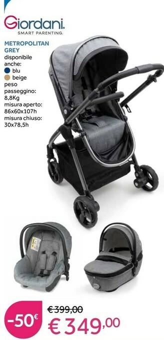 Prenatal Giordani Metropolitan Grey offerta