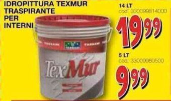 Mondo Brico IDROPITTURA TEXMUR TRASPIRANTE PER INTERNI 14 LT offerta