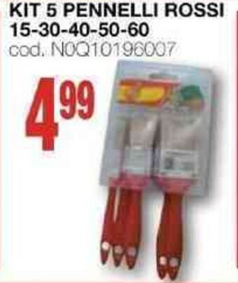 Mondo Brico KIT 5 PENNELLI ROSSI 15-30-40-50-60 offerta