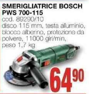 Mondo Brico SMERIGLIATRICE BOSCH PWS 700-115 offerta