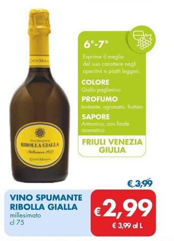 MD Discount VINO SPUMANTE RIBOLLA GIALLA millesimato cl 75 offerta