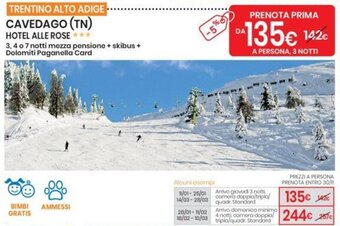 Eurospin CAVEDAGO (TN) HOTEL ALLE ROSE offerta