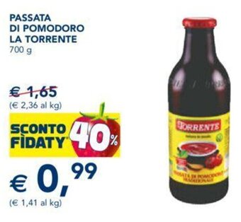 Esselunga PASSATA DI POMODORO LA TORRENTE 700 g offerta