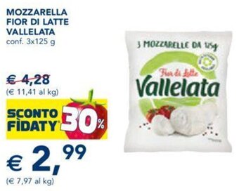 Esselunga MOZZARELLA FIOR DI LATTE VALLELATA conf. 3x125 g offerta