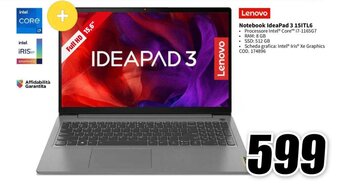 MediaWorld Lenovo Notebook IdeaPad 3 15ITL6 offerta