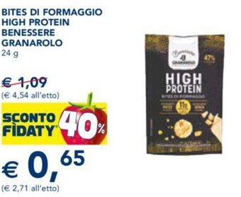 Esselunga BITES DI FORMAGGIO HIGH PROTEIN BENESSERE GRANAROLO 24 g offerta
