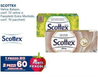 Esselunga SCOTTEX Veline Balsam, conf. 72 veline o Fazzoletti Extra Morbido, conf. 10 pacchetti offerta