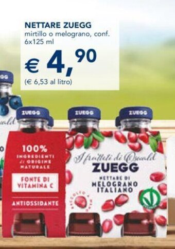Esselunga NETTARE ZUEGG mirtillo o melograno, conf. 6x125 ml offerta