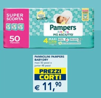 Esselunga PANNOLINI PAMPERS BABY-DRY maxi 50 pezzi o junior 48 pezzi offerta