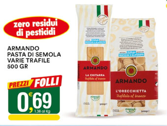 ARMANDO PASTA DI SEMOLA VARIE TRAFILE 500 GR