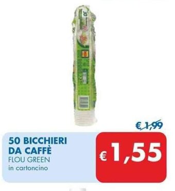 MD Discount 50 BICCHIERI DA CAFFÈ FLOU GREEN in cartoncino offerta