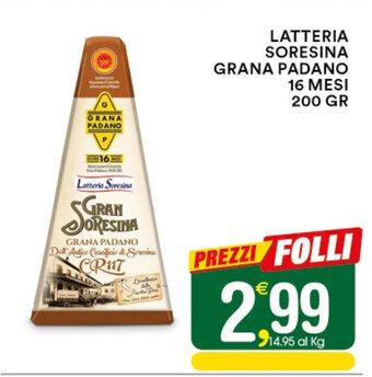 Gecop LATTERIA SORESINA GRANA PADANO 16 MESI 200 gr offerta