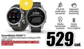 MediaWorld GARMIN SmartWatch FENIX 7 offerta