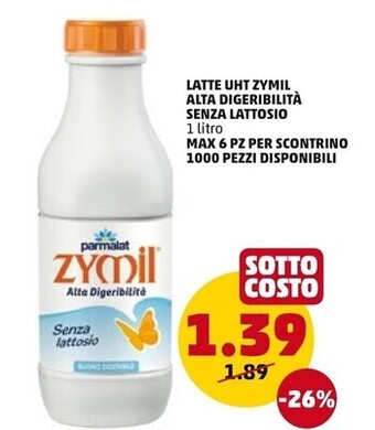 PENNY Parmalat latte uht zymil alta digeribilità senza lattosio offerta