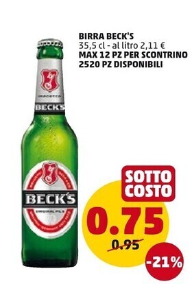 PENNY Becks birra offerta