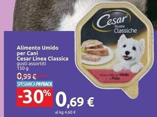 Carrefour Iper Cesar alimento umido per cani linea classica offerta