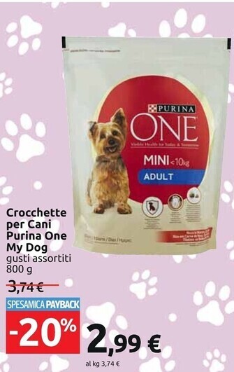Carrefour Iper Purina crocchette per cani one my dog offerta