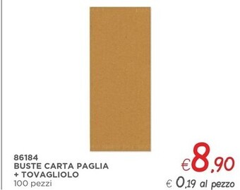 Zona Buste carta paglia + tovagliolo offerta