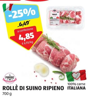 ALDI IL PODERE ROLLÈ DI SUINO RIPIENO ITALIANA 700 g offerta