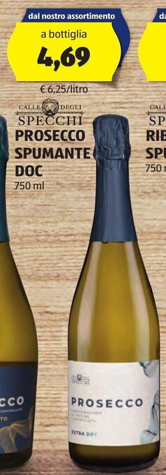 ALDI CALLE Degli SPECCHI PROSECCO SPUMANTE DOC 750 ml offerta