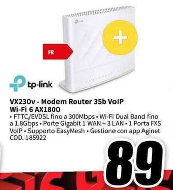 MediaWorld tp-link VX230v - Modem Router 35b VoIP Wi-Fi 6 AX1800 offerta