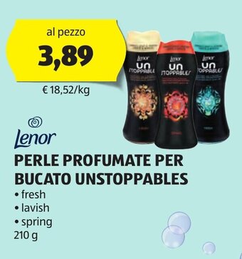 ALDI Lenor PERLE PROFUMATE PER BUCATO UNSTOPPABLES 210 g offerta