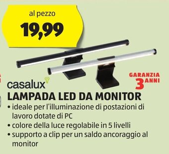 ALDI casalux LAMPADA LED DA MONITOR offerta
