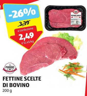 ALDI IL PODERE FETTINE SCELTE DI BOVINO 200 g offerta