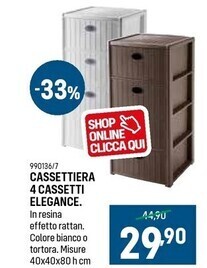 Cfadda Cassettiera 4 cassetti elegance offerta