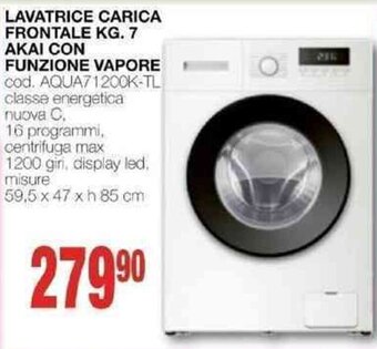 LAVATRICE CARICA FRONTALE KG. 7 AKAI CON FUNZIONE VAPORE
